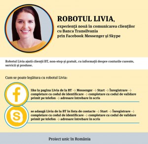 Banca Transilvania lansează un nou canal de interacțiune cu clienții, prin Facebook Messenger şi Skype: Robotul Livia item-thumbnail