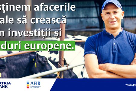Vești bune pentru afacerile din comunitățile rurale: Patria Bank și Agenția pentru Finanțarea Investițiilor Rurale (AFIR) anunță semnarea unui acord de sprijinire a procesului de absorbție al fondurilor europene pentru finanțarea fermierilor și investitorilor din mediul rural